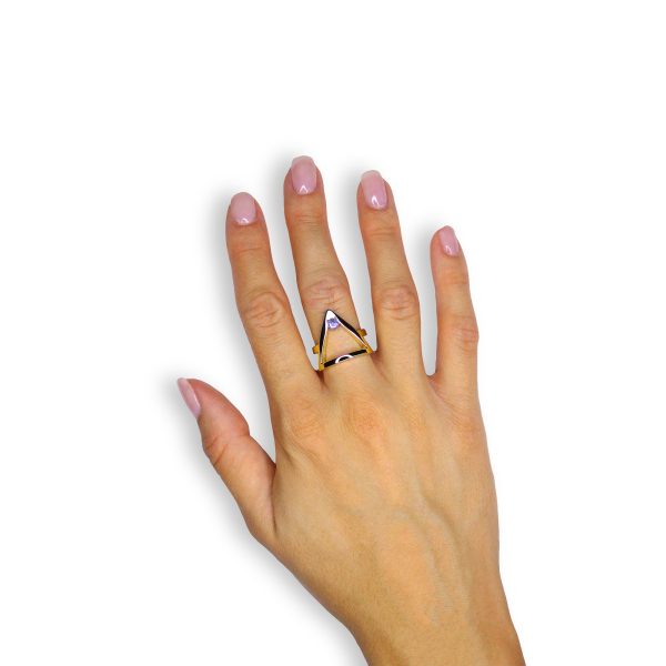 Immagine indossato Anello Acqua placcato Oro 18kt Collezione Elementi