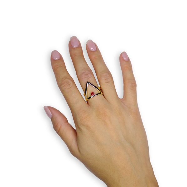 Immagine indossato Anello Fuoco placcato Oro 18kt Collezione Elementi